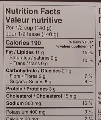 Potato and egg salad nutrition facts table
