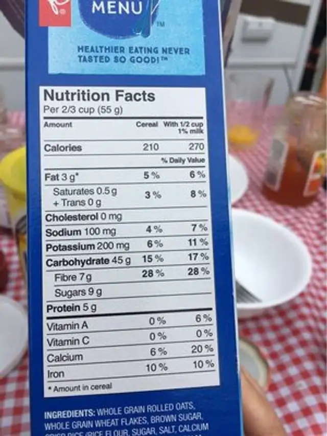 Céréales Granola PC Menu Bleu nutrition facts table