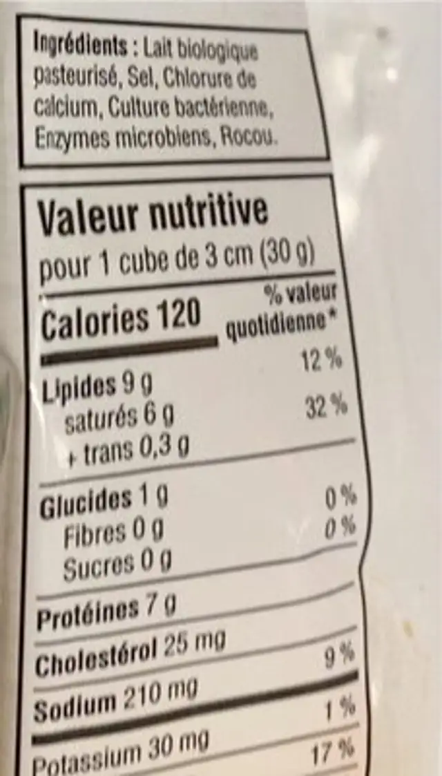 Marble cheddar cheese nutrition facts table