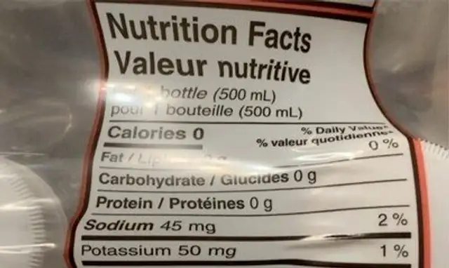 Raspberry mist nutrition facts table