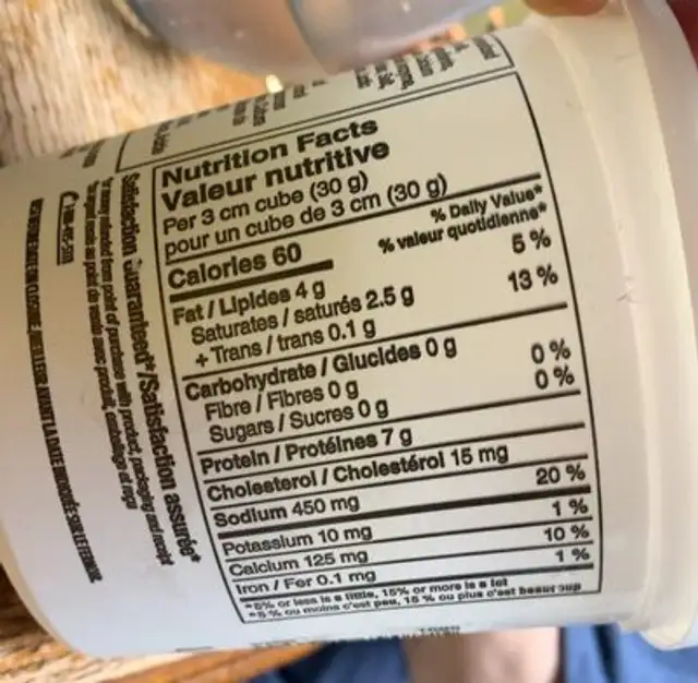 Feta Cheese nutrition facts table