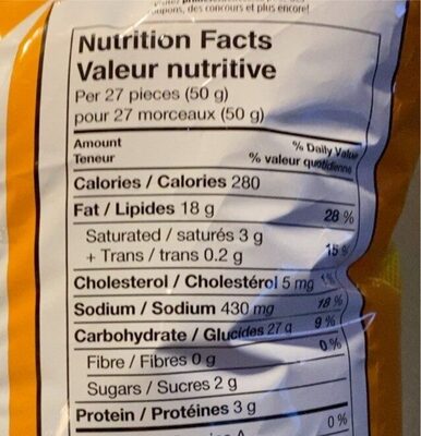 Puffs Soufflés nutrition facts table