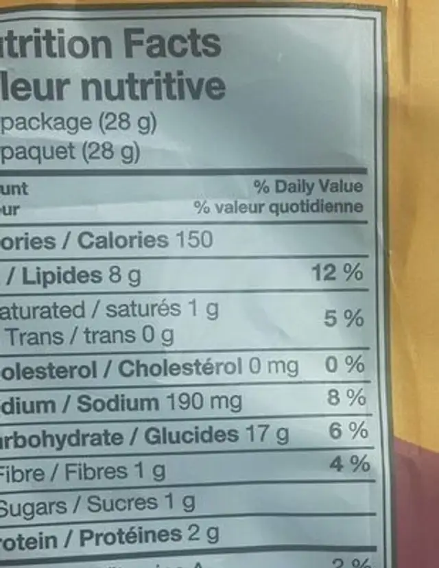 hoops nutrition facts table
