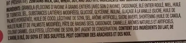 Oatmeal to go ingredients label
