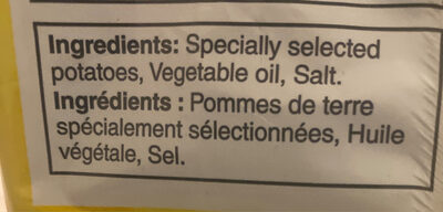 Classic Potato Chips ingredients label