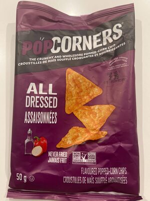 All Dressed up Popped-Corn Snacks front packaging