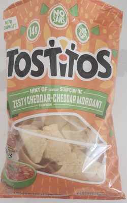 Hint Of Zesty Cheddar Tortilla Chips front packaging