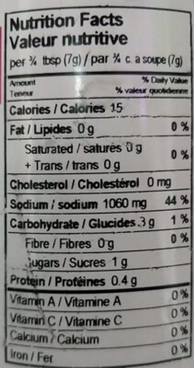 Vegetable Soup Broth nutrition facts table