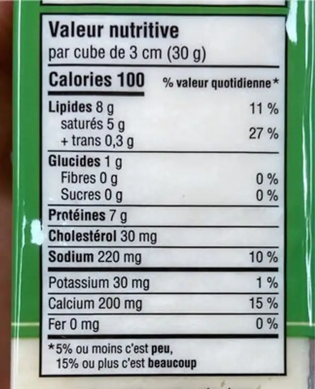 Pizza Mozzarella nutrition facts table