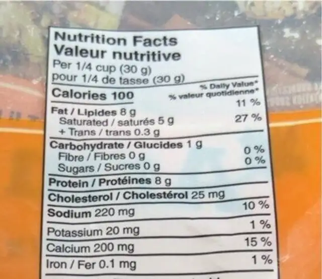 Tex mex cheese nutrition facts table