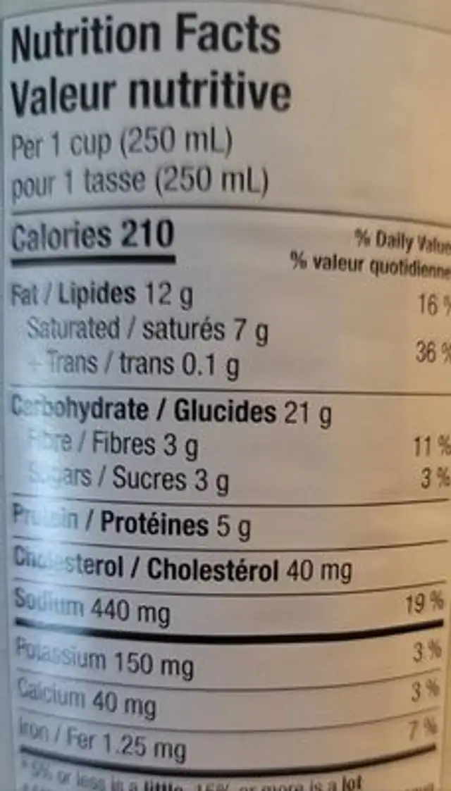 Simply Soup nutrition facts table