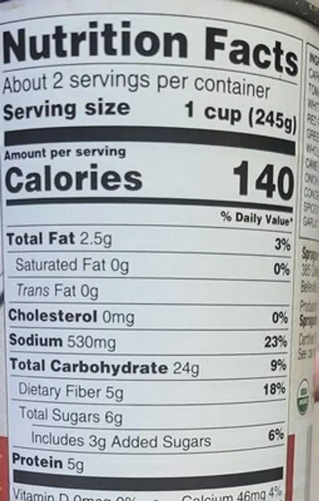 Tuscany Style Minestrone organic soup nutrition facts table