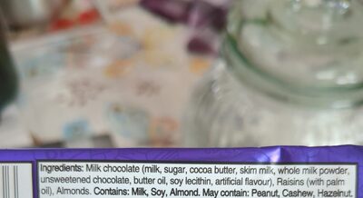 Fruit and Nut Bar ingredients label