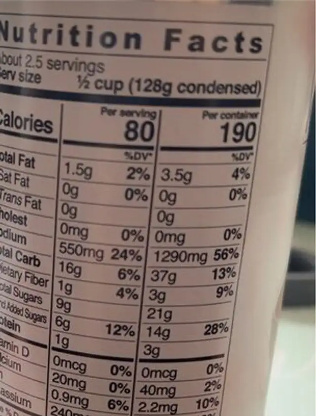 Tomato Condensed Soup nutrition facts table