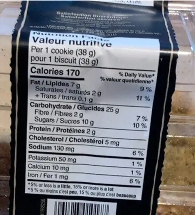 Biscuit avoine nutrition facts table