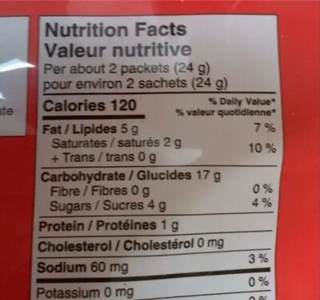 Frosted Senbei Rice Crackers nutrition facts table