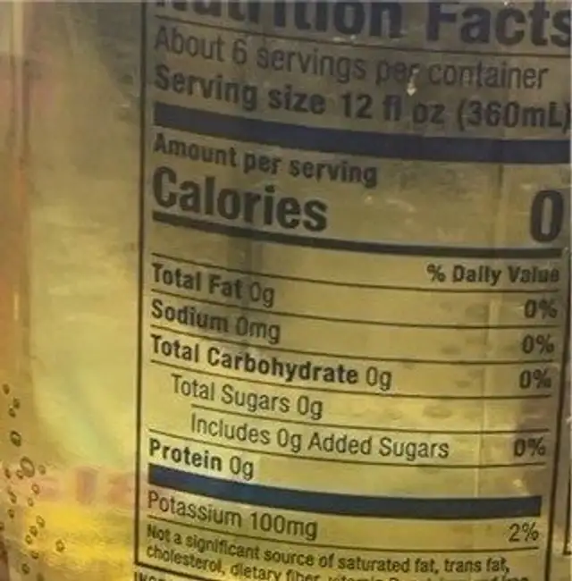 Fruit Mist nutrition facts table
