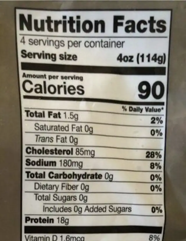 Freshwater Fish nutrition facts table