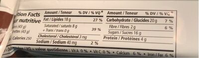 Bueno Dark nutrition facts table