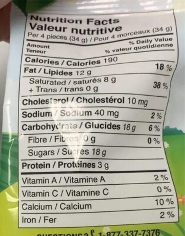 Kinder chocolate nutrition facts table