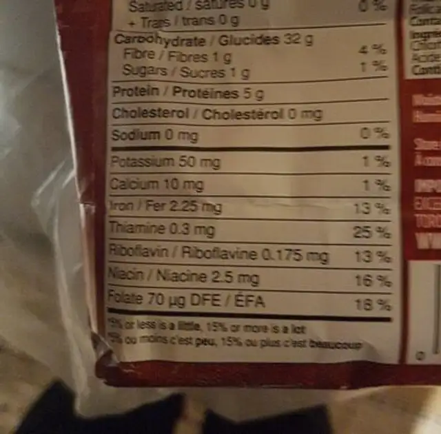 farine 00 nutrition facts table