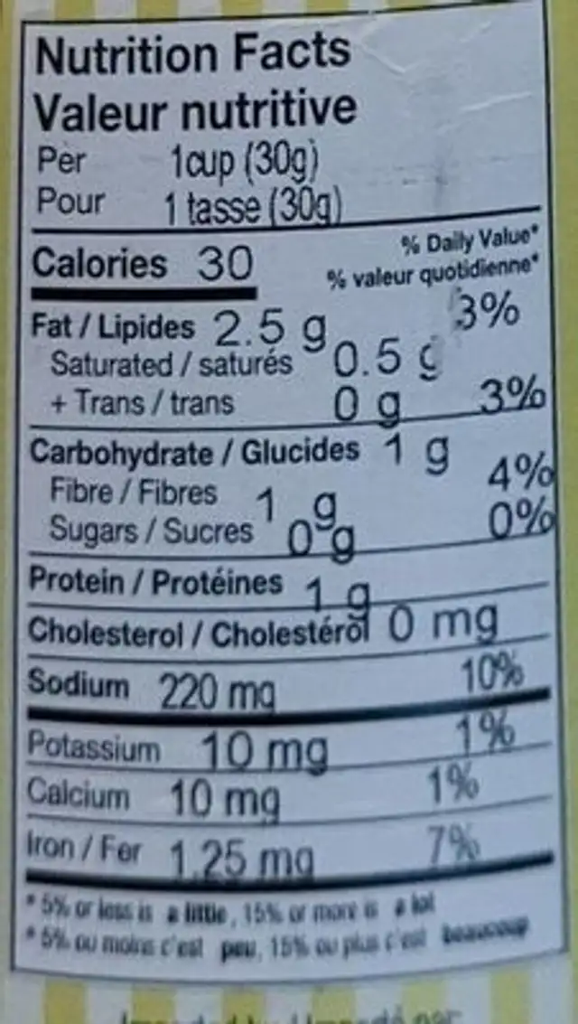 Mélange de champignons avec porcini nutrition facts table