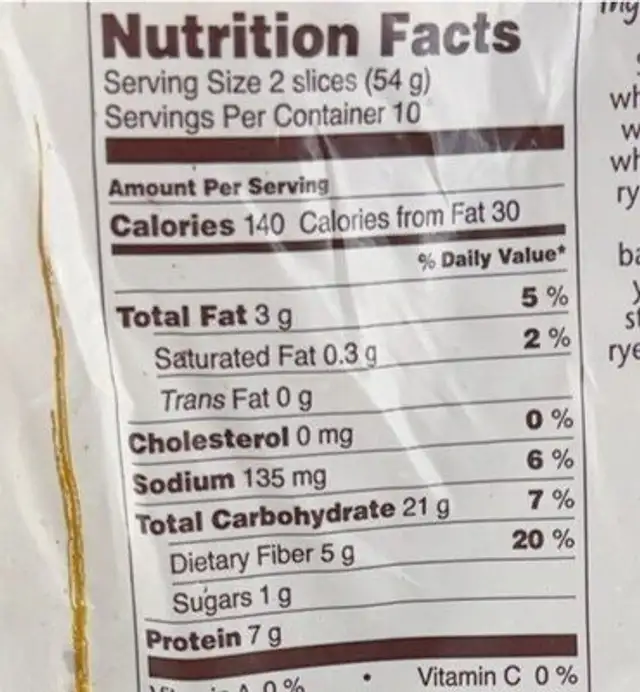 Heart health nutrition facts table