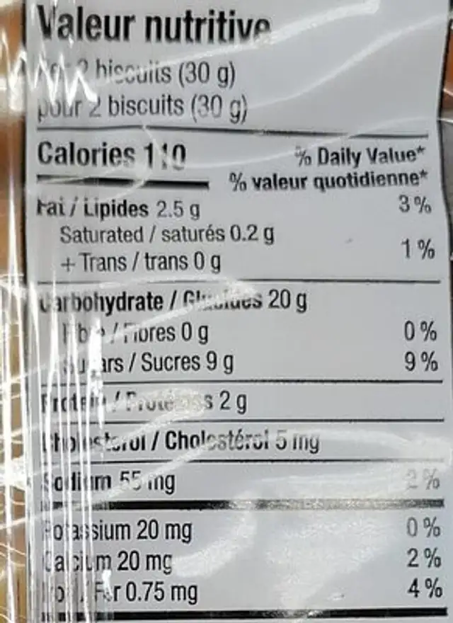 Giant Lady Fingers Biscuits nutrition facts table