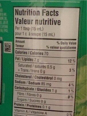 Vinaigrette cesar au parmesan nutrition facts table