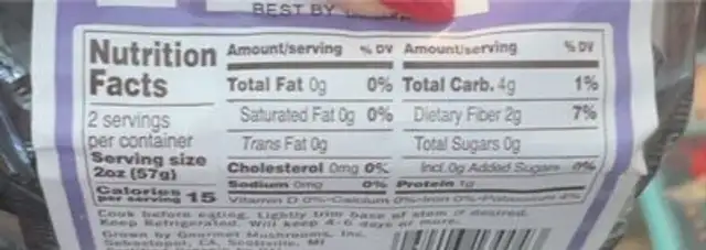 Maitake Frondosa mushrooms nutrition facts table