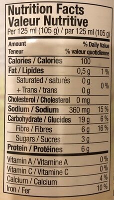 Flageolet Vert nutrition facts table