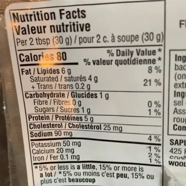 Fromage de chevre nutrition facts table
