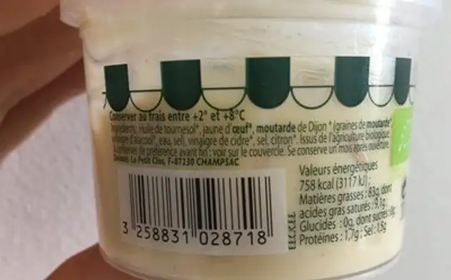 Mayonnaise ingredients label