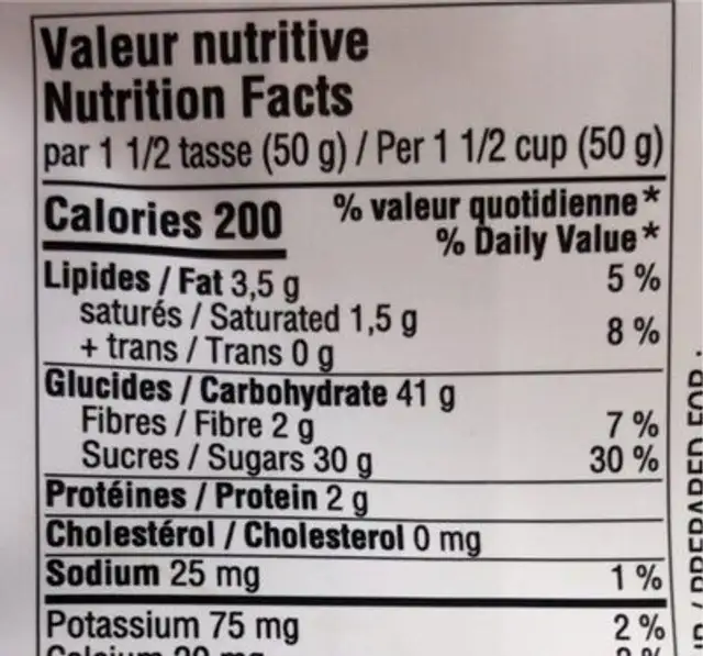 Maple popcorn nutrition facts table