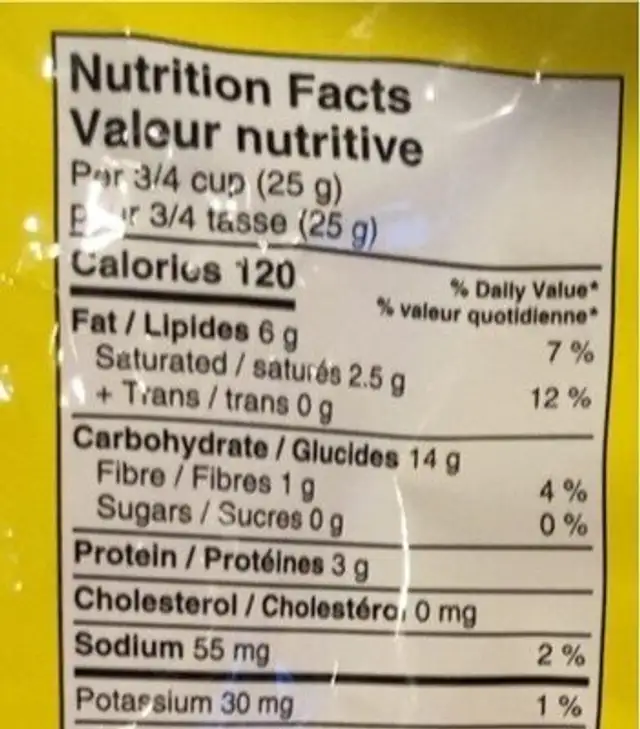 Steam fried noodles nutrition facts table