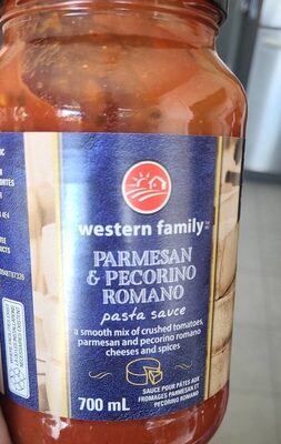Parmesan and pecorino pasta sauce front packaging
