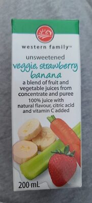 Unsweetened veggie strawberry banana juice