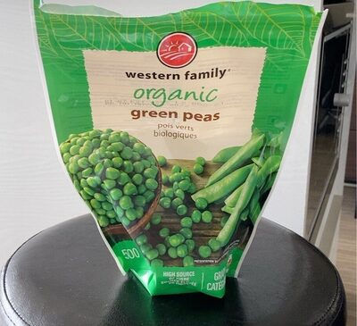 Organic green peas front packaging