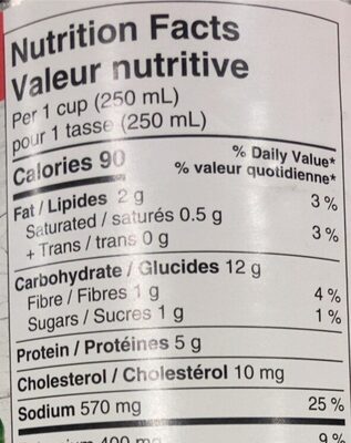 Roast Chicken Noodle nutrition facts table