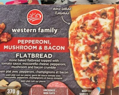 Pepperoni, Mushroom & Bacon Pizza front packaging