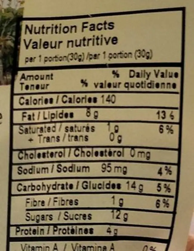 Golden Bavarian style honey nuggets nutrition facts table