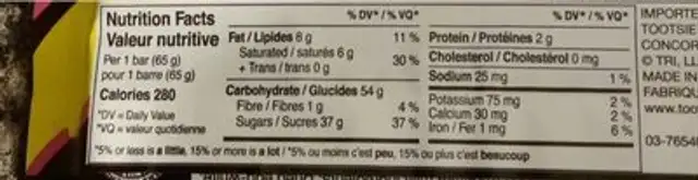 Charleston Chew nutrition facts table