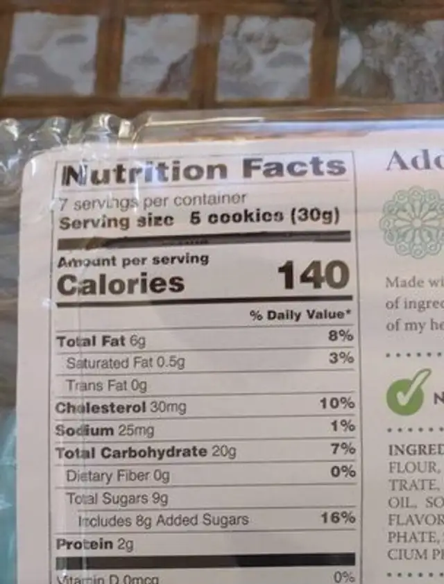 Anise pizzelle nutrition facts table