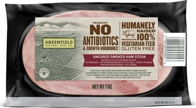 Uncured Smoked Ham Steak front packaging
