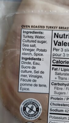 Oven Roasted Turkey Breast ingredients label