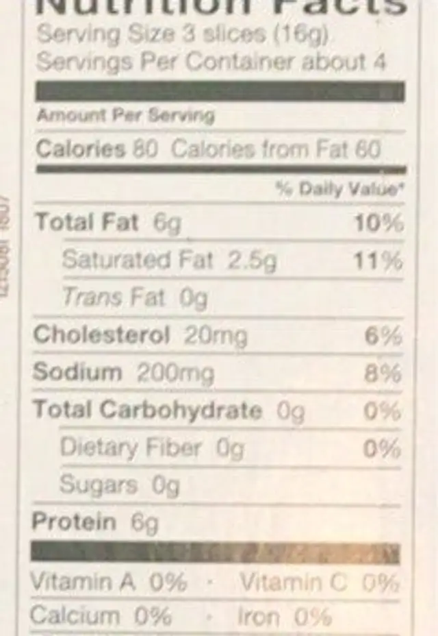 Fully cooked uncured applewood smoked bacon nutrition facts table