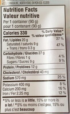 Lunch Mate bologna nutrition facts table