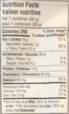 Lunch mate nutrition facts table