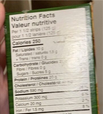 Chicken strips nutrition facts table