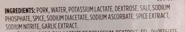 Jambon au romarin ingredients label